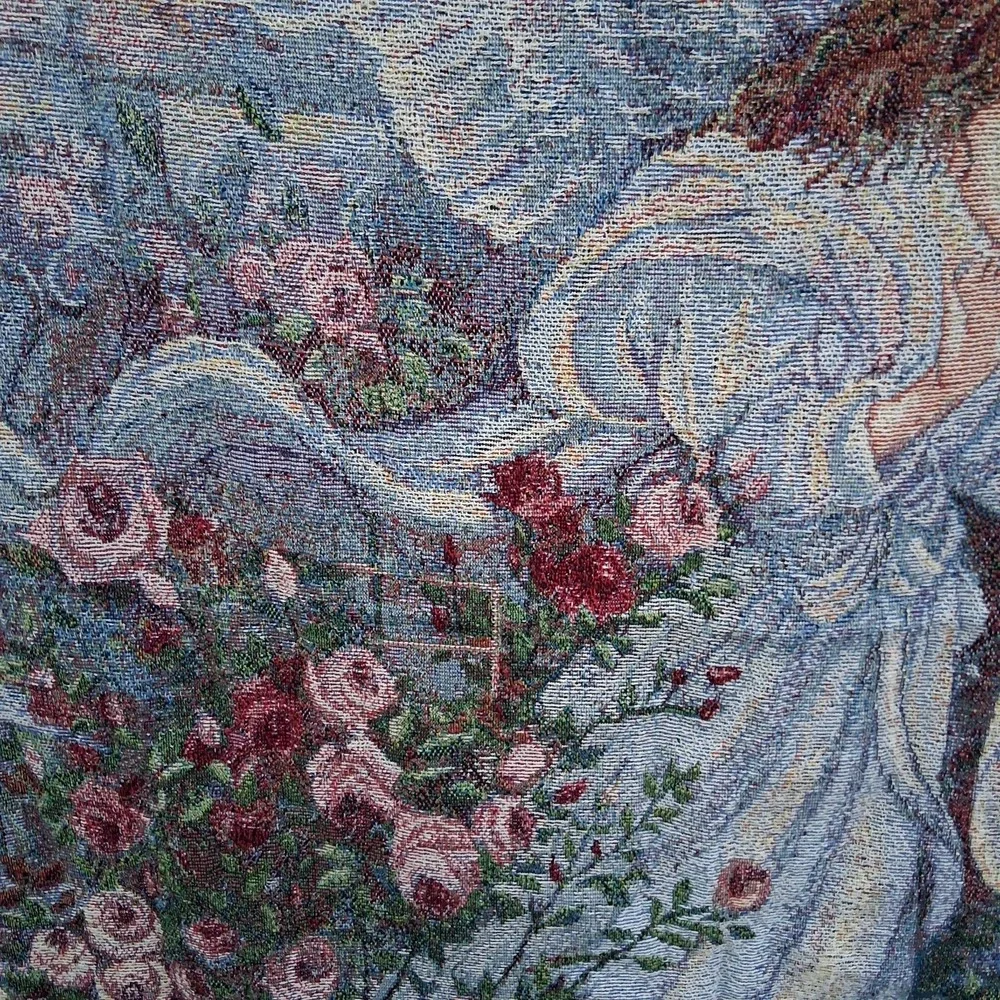 NWT NEW Vintage Angel of Love Tapestry Throw Blanket Lena Lui Cotton USA